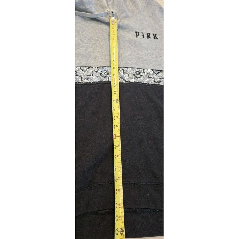 Victoria's Secret PINK Gray Marled Sequin Hoodie SZ M Y2K 2000s Athleisure